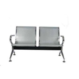 Cadeira Longarina Cromada 2 Lugares com Braço - 1