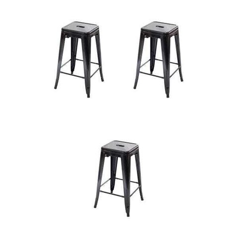 KIT 3 BANQUETAS TOLIX 76CM PRETO