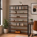 Ver imagem 2 de Estante Multiuso Organizador Livreiro Estilo Industrial 180x130 Preto Imbuia