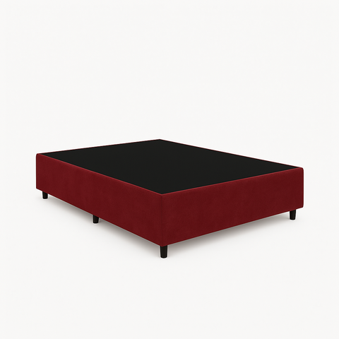 Box Base Blindado Suede- Casal Padrão 138x188x38 - Novo:vermelho