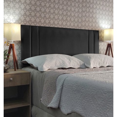 Cabeceira Casal 140 Cama Box Double Siena Cinza Suede Painel Rbl