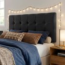 Ver imagem 1 de Cabeceira Painel Estofada Grecia Suede Preto Casal 1,40m para Cama Box