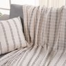 Manta Decorativa para Sofá Italiana Off White Listrada Preto Algodão - 2