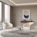 Ver imagem 1 de Poltrona Sala Decorativa Kit 2 Stella Base Alta Tubo Champanhe Veludo Cotelê D03 - D’Rossi