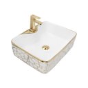 Ver imagem 1 de Cuba Pia Louça Cerâmica Apoio Banheiro 49x38cm Luxo Gold