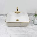 Ver imagem 4 de Cuba Pia Louça Cerâmica Apoio Banheiro 49x38cm Luxo Gold