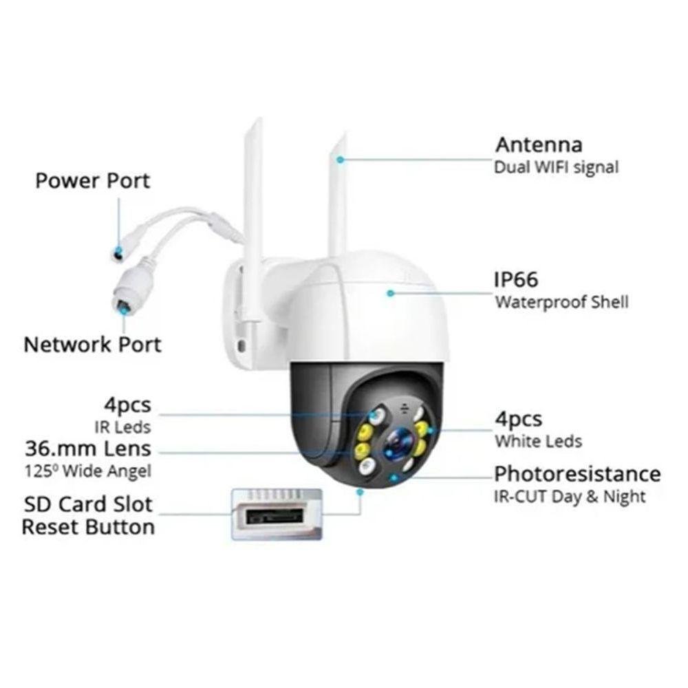 Câmera Ip Wifi Gira 320 Ptz Dome Câmera Sd Prova de Agua Boa - 2