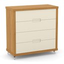 Ver imagem 4 de Dormitório Tutto New 4 Portas, Cômoda 4 Gavetas e Berço Off White/freijó com Capitonê - Matic M