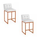 Ver imagem 2 de Banqueta Cozinha Alta com Encosto Industrial Kit 2 Bronze Lirina Pu Branco C05 - D’Rossi