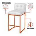 Ver imagem 3 de Banqueta Cozinha Alta com Encosto Industrial Kit 2 Bronze Lirina Pu Branco C05 - D’Rossi