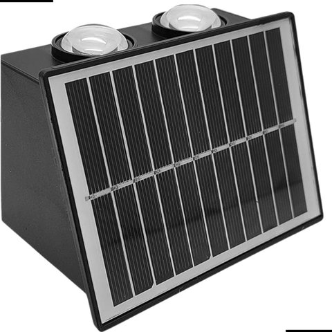 Arandela Solar 4w 4 Fachos 3000k Ip65 Led Externa Preta