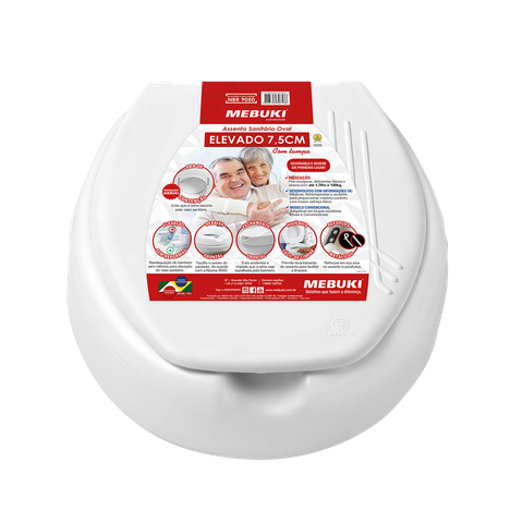 Assento Sanitário Elevado Com Tampa (7,5cm)  - Mebuki