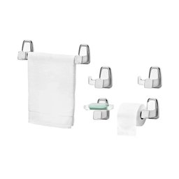 KIT ACESSÓRIOS DE BANHEIRO 5 PEÇAS MAX BRANCO - MEBUKI - 1