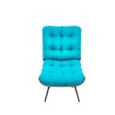 Ver imagem 2 de Kit Poltrona e Puff Costela Suede Azul Turquesa
