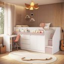 Ver imagem 5 de Cama Infanto Juvenil Estação de Trabalho com Balcão Cor Branco com Rosa Milkshake