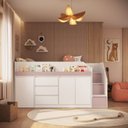 Ver imagem 1 de Cama Infanto Juvenil Estação de Trabalho com Balcão Cor Branco com Rosa Milkshake