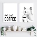 Ver imagem 1 de Kit 2 Quadros Café Gato - But First Coffee 60x48cm:madeira Preta