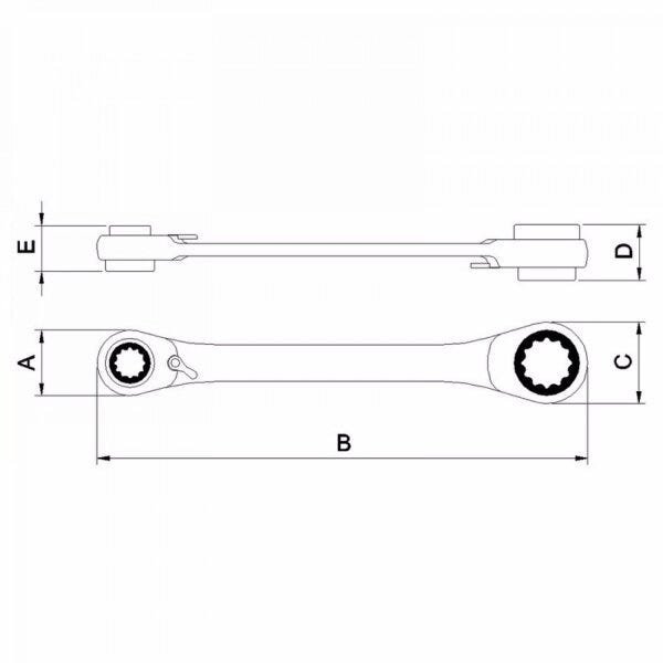 Chave com Catraca 4 Bocas 30x32x34x36mm Tramontina PRO - 3