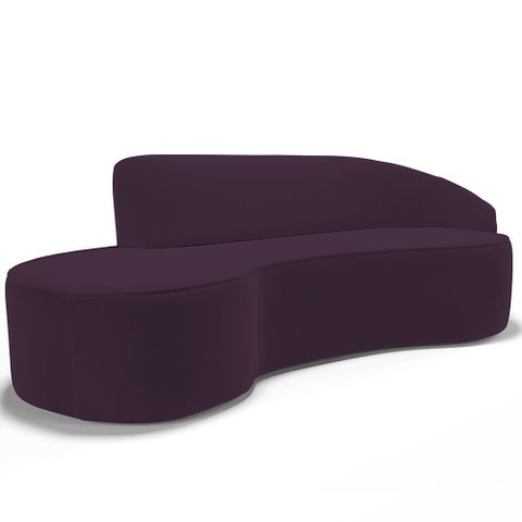 Sofá 5 Lugares Curvo Sala de Estar Living Firenze Direito D02 Veludo Roxo 300 Cm C-292 - Lyam