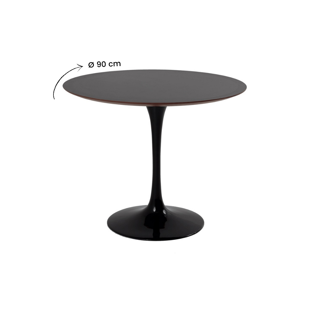 Conjunto Mesa Preta 90cm Saarinen e 4 Cadeiras Leda Cinza - 4