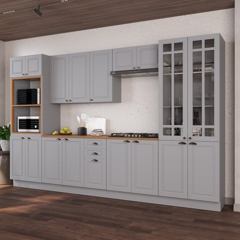Kit Cozinha 6 Peças MDF Linha Bar Cinza/Titanio Fosco