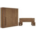 Ver imagem 1 de Guarda Roupa Casal Ripado 6 Portas de Bater 4 Gavetas MDF-MDP com Cabeceira Loanda Jatobá Santos