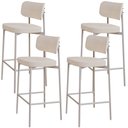 Ver imagem 1 de Kit 04 Banquetas Alta Bar Cozinha Sala de Jantar Aço Branco Kaira C01 Linho Palha - Lyam Decor