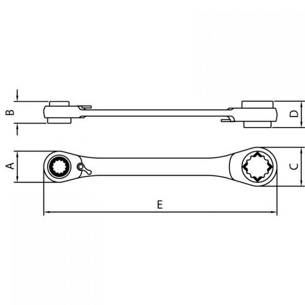 Chave com Catraca 4 Bocas 9/16"x5/8"x11/16"x3/4" Tramontina PRO - 3