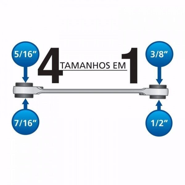 Chave com Catraca 4 Bocas 9/16"x5/8"x11/16"x3/4" Tramontina PRO - 4