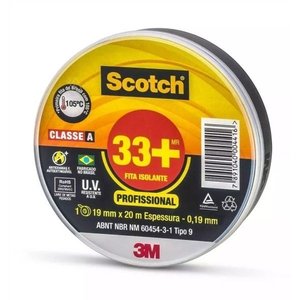 Fita Isolante 19mm x 20m 33+ Preta 3M
