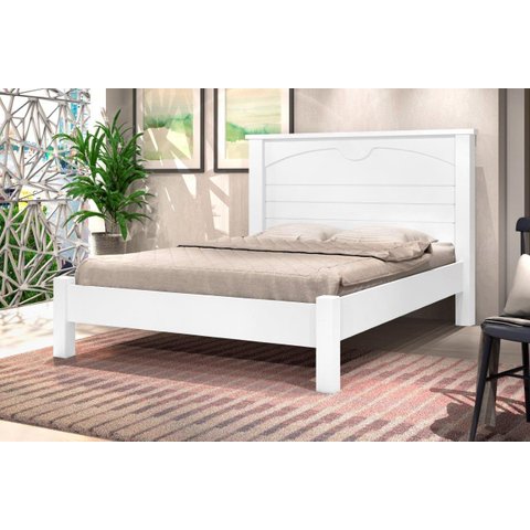 Cama Lio Casal 100% Mdf com Estrado em Madeira Cor Branco Ja