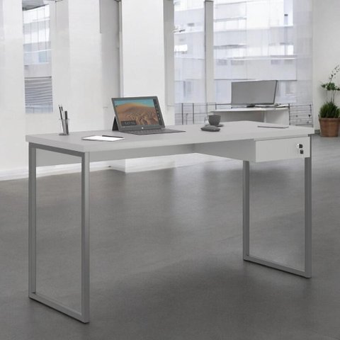 Mesa Home Office Escrivaninha Shine 1,20 Cinza com Gaveteiro