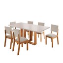 Ver imagem 2 de Conjunto de Mesa de Jantar 6 Lugares com Tampo de Vidro Jady Mel Off White