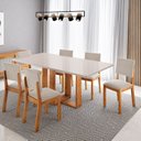 Ver imagem 1 de Conjunto de Mesa de Jantar 6 Lugares com Tampo de Vidro Jady Mel Off White