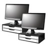 Conj com 2 Suportes para Monitor em MDF Black Piano com 2 Gavetas Brancas - 1