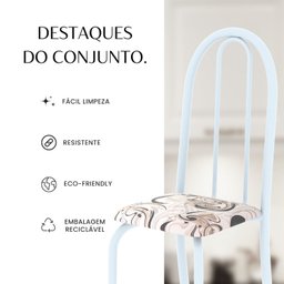 Conjunto de Mesa Tubular 120cm X 75cm Tampo em Vidro com 4 Cadeiras Iris B - 7