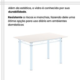 Conjunto de Mesa Tubular 120cm X 75cm Tampo em Vidro com 4 Cadeiras Iris B - 10