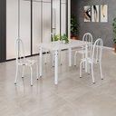 Ver imagem 1 de Conjunto de Mesa Tubular 120cm x 75cm Tampo em Vidro com 4 Cadeiras Iris B Branco Off White/Branco