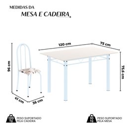 Conjunto de Mesa Tubular 120cm X 75cm Tampo em Vidro com 4 Cadeiras Iris B - 3