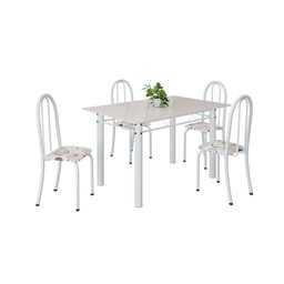 Conjunto de Mesa Tubular 120cm X 75cm Tampo em Vidro com 4 Cadeiras Iris B - 2