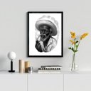 Ver imagem 1 de Quadro Preto Velho- Desenho Preto e Branco 45x34cm - com Vidro:madeira Preta