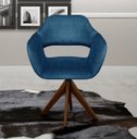 Ver imagem 2 de Poltrona Decorativa Zara Base Giratória - Linho Azul