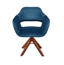 Ver imagem 1 de Poltrona Decorativa Zara Base Giratória - Linho Azul