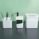 Ver mais imagens de Escorredores De Louça Porta Detergente Lixeira E Protetor Sobre A Pia Branco