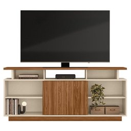 Rack Bancada Salvador 160cm para Tv até 65” - Mobler:perola Metalizado/amendoa - 1