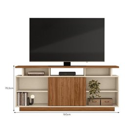 Rack Bancada Salvador 160cm para Tv até 65” - Mobler:perola Metalizado/amendoa - 4