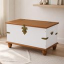 Ver imagem 1 de Baú Organizador Multiuso 93cm Provençal Alegra S05 Off White Nogueira - Lyam Decor