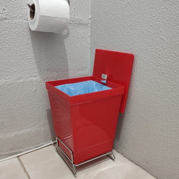 Lixeira Para Banheiro Plástica 6,5l Cesto De Lixo Com Tampa Vermelha - 5