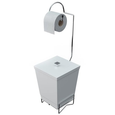 Suporte para Papel Higiênico com Lixeira de Chão Banheiro Branco