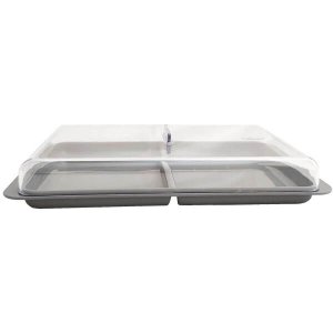 Porta Frios Duplo Pote Para Queijo Fatiado Com Tampa Empilhável Chumbo